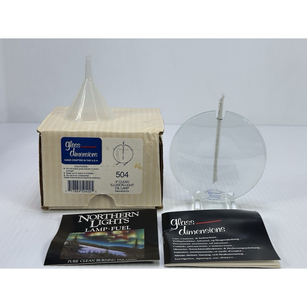 Vintage Glass Dimensions 504 Illusion Light Oil Lamp 4" Clear New In Box